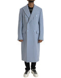 Men's Blue Cashmere Trench Coat Clothing