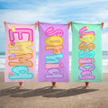 Toalla de playa de gran tamaño, de secado rápido y suave, personalizada con un bonito y brillante nombre, para niños, mujeres y fiestas en la playa.