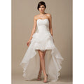 Bridal Wedding Dress Ivory Asymmetrical Sweetheart A-line Organza