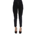 Women's Black Cotton Cropped Jeans Clothing