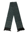 Men's Green Silk Floral Pattern Fringed 135cm X 16cm Scarf