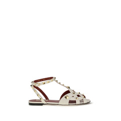 Women's Beige Goatskin Flat Sandals
