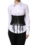 Women's Black Polyester Laceup Waist Cincher Corset Top