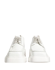 Men's White Leather Chunky Sole Derby Shoes