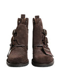 Men's Brown Suede Leather Buckle Ankle Boots Shoes