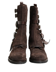 Men's Brown Suede Leather Combat Ankle Boots Shoes