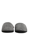 Men's Grey Herringbone Cashmere Red Slippers Shoes Gray Blend