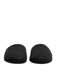 Men's Black Wool Cashmere Red Quilted Slippers Shoes