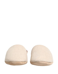 Men's Beige Shetland Wool Red Quilted Slippers Shoes