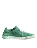 Men's Green Suade Dg Logo Sole Low Top Sneakers Shoes Suede Leather