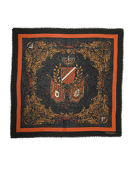 Multicolor Crest Print Cashmere 272cm X 132cm Men Scarf Silk