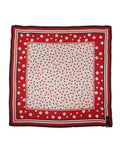 Women's Red Polka Dot Print Square Stole 130cm X Scarf White And Modal Cashmere