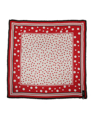 Women's Red Polka Dot Print Square Stole 130cm X Scarf White And Modal Cashmere