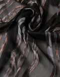 Women's Black Stripes Silk Wrap Shawl Stole 193cm X 131cm Scarf