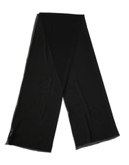 Women's Black Silk Neck Wrap Shawl Stole 200cm X 64cm Scarf Elastane