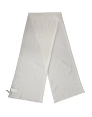 Women's Off White Silk Neck Wrap Shawl Stole 200cm X 64cm Scarf Elastane