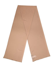 Beige Silk Neck Wrap Shawl Women Stole 200cm X 64cm Scarf Elastane