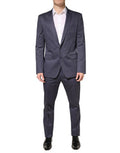 Men's Blue Single Breasted Martini 2 Piece Suit Cotton Elastane