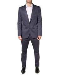 Men's Blue Single Breasted Martini 2 Piece Suit Cotton Elastane
