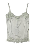 Women's Light Green Floral Lace Lingerie Top Underwear Cotton Elastane Nylon Silk