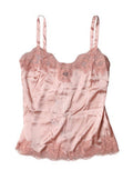 Women's Light Pink Floral Lace Lingerie Top Underwear Cotton Elastane Nylon Silk