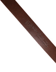 Red Leather Gold Tone Metal Buckle Men Belt Caiman
