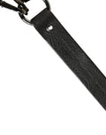 Black Leather Silver Chain Waist Men Belt Calf