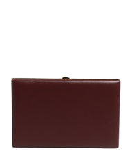 Brown Calfskin Leather Clutch Evening Women Purse Bag Calf