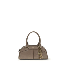 Women's Bowling Shoulder Bag Gray Calf Leather Bos