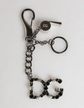 Women's Silver Brass Metal Dg Logo Crystal Ring Keyring Keychain Black | Zamak Steel Real