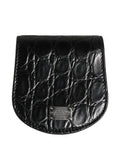 Men's Black Exotic Skin Condom Case Holder Pocket Wallet Caiman Leather