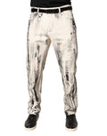 Men's White Distressed Paint Print Loosedenim Jeans Cotton Clothing