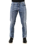 Two Tone Blue Cotton Regular Men Denim Jeans Clothing