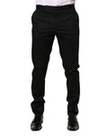 Men's Cotton-Elastane Dress Trousers Black