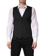 Black Wool Dress Men Formal Waistcoat Vest Virgin Elastane