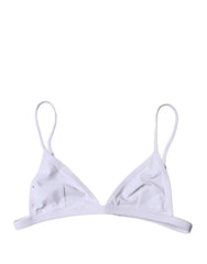 Women's Top White Nylon Triangle Swimwear Beachwear Bikini Elastane