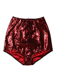 Women's Red Sequin Embellished High Waist Girdle Underwear Nylon Clothing