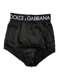 Women's Black Logo Girdle High Waist Panty Underwear Elastane Silk Clothing