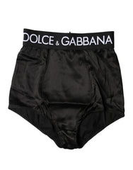 Women's Black Logo Girdle High Waist Panty Underwear Elastane Silk Clothing