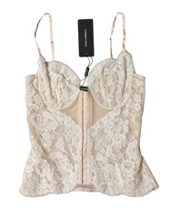 Women's Beige Floral Lace Corset Lingerie Underwear Nylon Viscose Polyester Clothing
