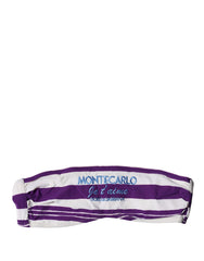 Women's Purple White Stripes Nylon Bandeau Swimwear Elastane Clothing