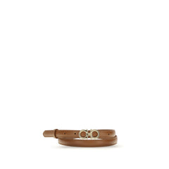 Women's Beige Calf Leather Bos Taurus Thin Belt