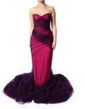 Women's Pink Black Strapless Sheath Mermaid Dress Acetate Viscose