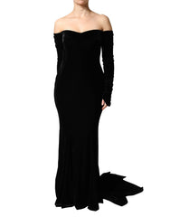 Women's Off-Shoulder Bodycon Dress Black Polyester