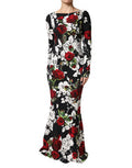 Women's Floral Viscose Bodycon Gown Black