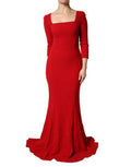 Women's Red Viscose Sheath Bodycon Mermaid Dress Acetate Elastane