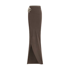 Women's Brown Cotton Long Skirt