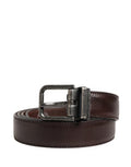 Men Brown Classic Leather Metal Buckle Belt Calf