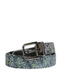 Men Multicolor Sequin Silver Metal Buckle Belt Cotton Pe Polyester Calf