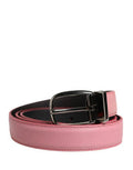 Men Pink Classic Leather Metal Buckle Belt Calf